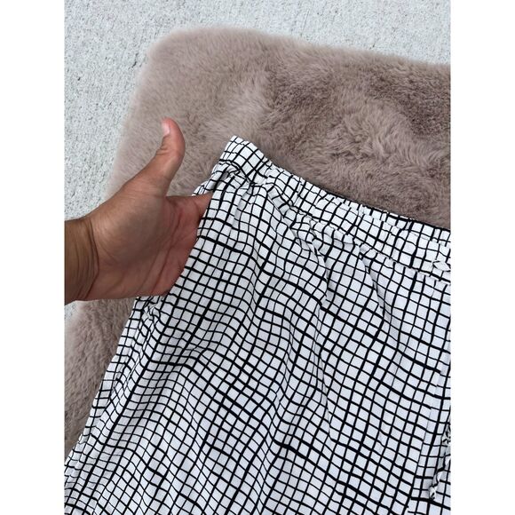 Eileen Fisher Size XL White & Black Tencel Crepe Slouchy Cropped Checkered Pants - Picture 6 of 10